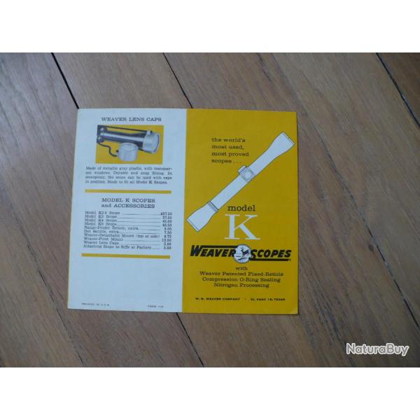 d�pliant-mode d'emploi des lunettes Weaver type "K"/scope advertising leaflet