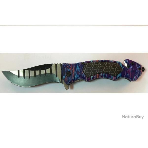 Couteau pliant multicolore lame voil�