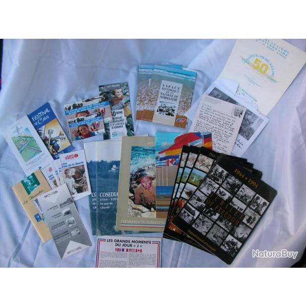 WW2 LOT DIVERS DOCUMENT DU 50 E ANNIVERSAIRE DU D�BARQUEMENT + LETTRE DU MAJOR HOWARD