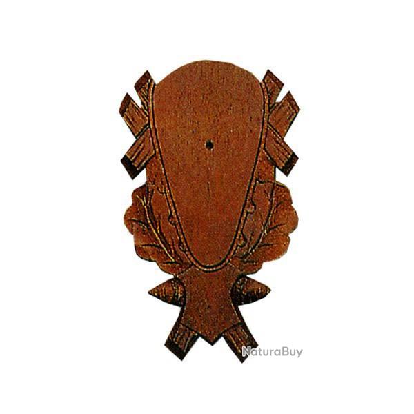 Ecusson sculpt� pour troph�e en ch�ne fonc�, avec encoche