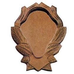 Ecusson sculpt&eacute; pour troph&eacute;e en ch&ecirc;ne massif, 23x18 cm