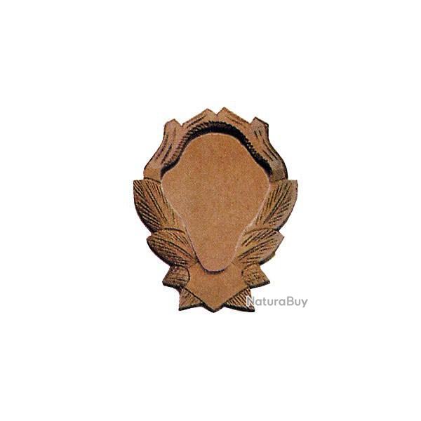 Ecusson sculpt pour trophe en chne massif, 23x18 cm