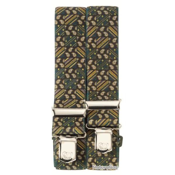 Bretelles de pantalon vert � motifs