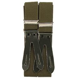Bretelles de pantalon &agrave; motifs vert uni &agrave; bouton