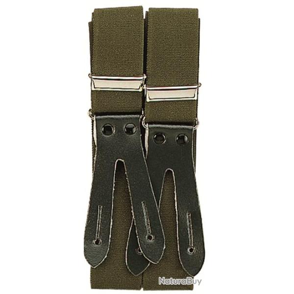 Bretelles de pantalon � motifs vert uni � bouton