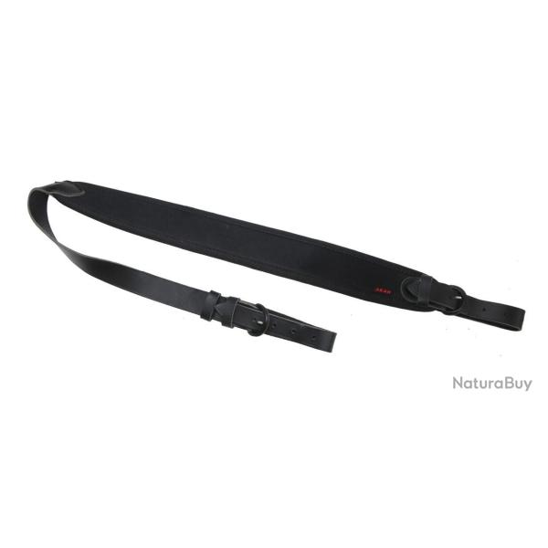 Bretelle pour fusil en Cuir et neoprene noir
