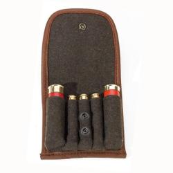 Etui &agrave; cartouches en loden/cuir d'&eacute;lan 5 cartouches