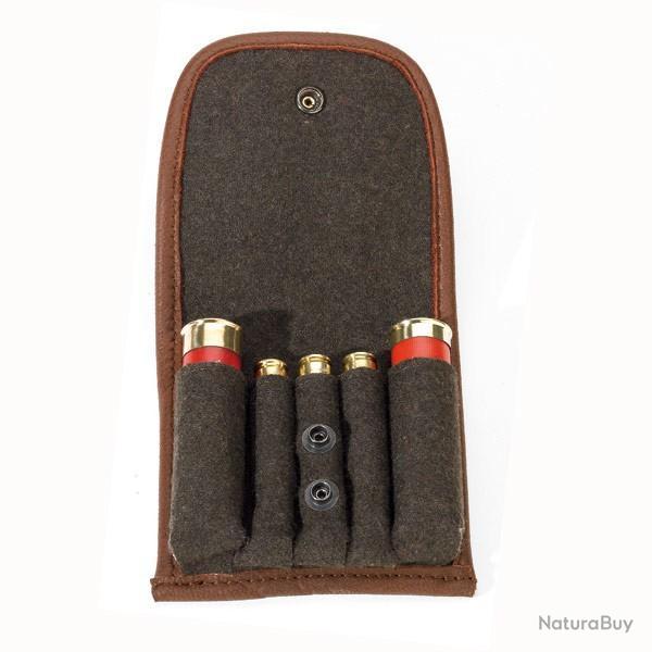 Etui � cartouches en loden/cuir d'�lan 5 cartouches