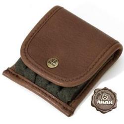 Etui &agrave; cartouches en loden/cuir d'&eacute;lan 5 balles