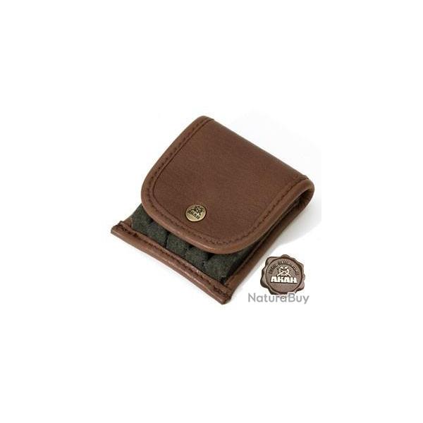 Etui � cartouches en loden/cuir d'�lan 5 balles