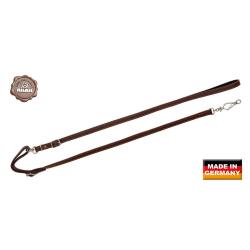 Laisse AKAH pour chien en cuir huil&eacute; Longeur 1,85m Brun fonc&eacute;