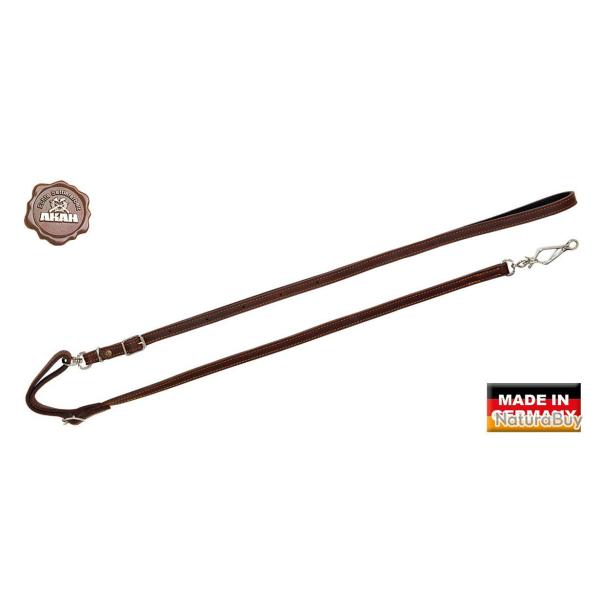 Laisse AKAH pour chien en cuir huil� Longeur 1,85m Brun fonc�