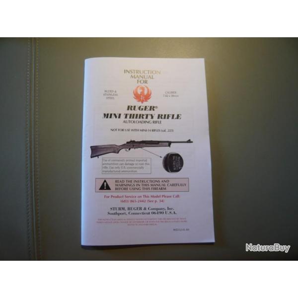 manuel mode d'emploi notice pour RUGER MINI THIRTY RIFLE .223