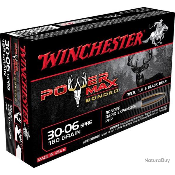 Munitions WINCHESTER calibre 30-06 Power Max Bonded 180gr - 11.7g x20