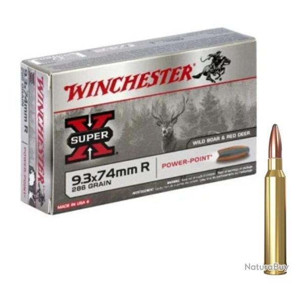 MUNITIONS WINCHESTER CALIBRE 9.3x74R POWER POINT 286gr - 18.5g x20