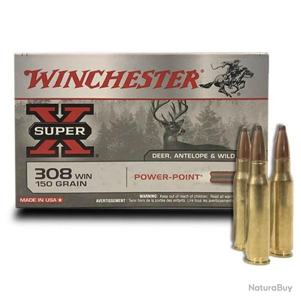Munitions WINCHESTER calibre 308 Win Power Point Super X 150gr - 9.7g x20
