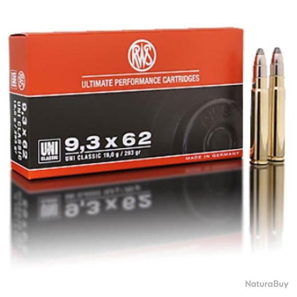 Munitions RWS calibre 9.3x62 Uni Classic 293gr - 19g x20