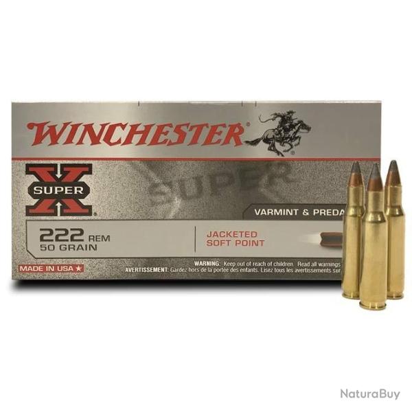Munitions WINCHESTER calibre 222 Rem PSP 50gr - 3.2g x20