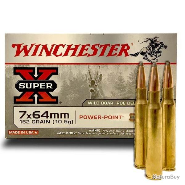 Munitions WINCHESTER calibre 7x64 Power Point 162gr - 10.5g x20