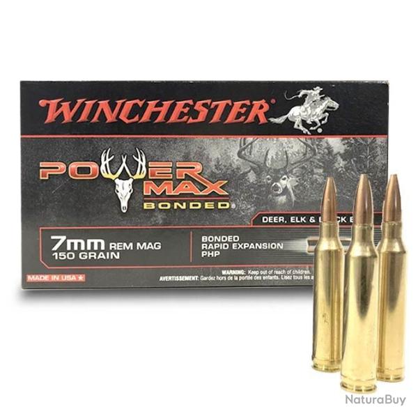 Munitions WINCHESTER calibre 7mm Rem Mag Power Max Bonded 150gr - 9.7g x20