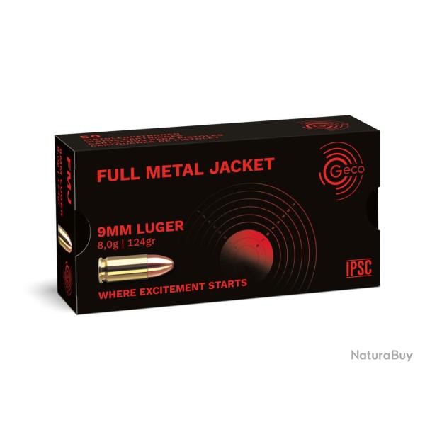 50 munitions GECO Cal.9MM LUGER 123gr FMJ