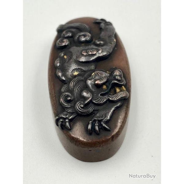 Kashira, En suaka Au Motif Du tigre. Bronze, or