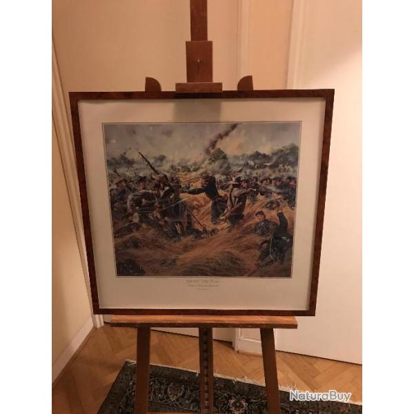 GRANDE ET BELLE LITHOGRAPHIE CONTEMPORAINE ENCADREE, SIGNE ET NUMROTE, BATAILLE DE GETTYSBURG