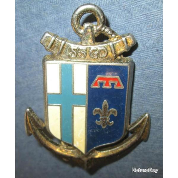 53 Compagnie Divisionnaire, sigle CD, dos lisse, 2 pontets