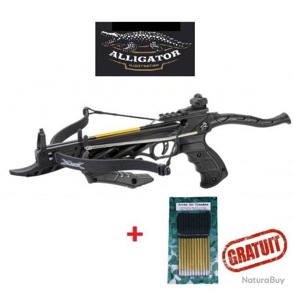 PISTOLET ARBAL�TE MODEL ALLIGATOR 80 LBS AVEC 3 FL�CHES ALUMINIUM + 12 FL�CHES GRATUITS
