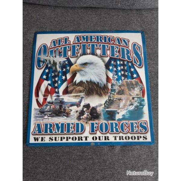PLAQUE METAL PROPAGANDE U.S. "ARMED FORCES"