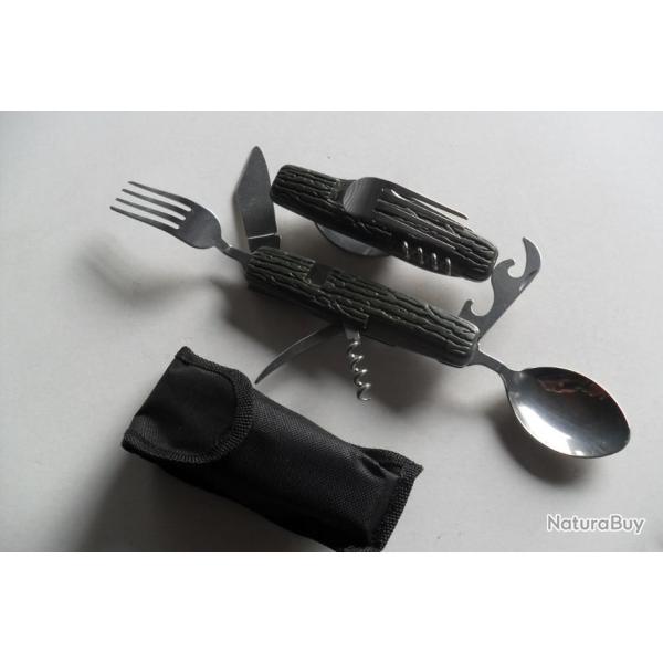 Couteau Camping Multifonctions 6 Pices Fourchette Cuillre Chasse Rondo Outdoor