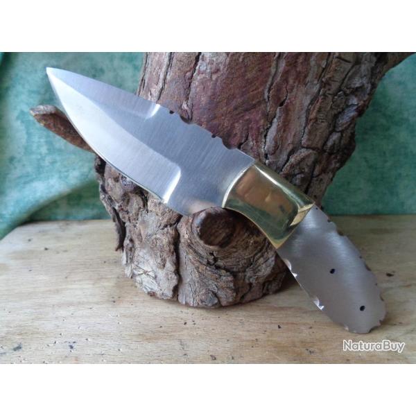 Lot de 2 Lames  Customiser Drop Point Lames Acier Inox Garde Laiton BL140