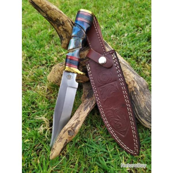 Poignard  Bowie Thundering River Manche en Os et Pakkawood Etui en Cuir FCW594BLB071