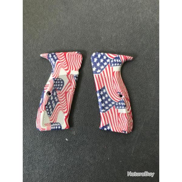Vintage et rare : plaquettes TRAUCH drapeau am�ricain pour pistolet CZ 75