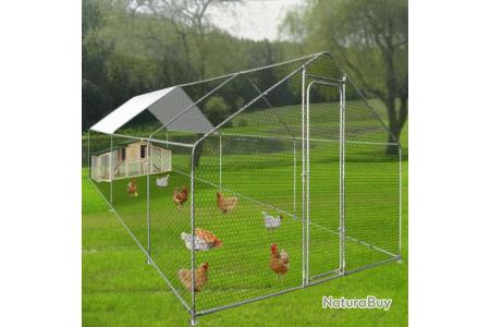 IDMarket Volière 18m² – Parc Grillagé 6x3m Pour Poules, Enclos Sécurisé Basse-Cour
