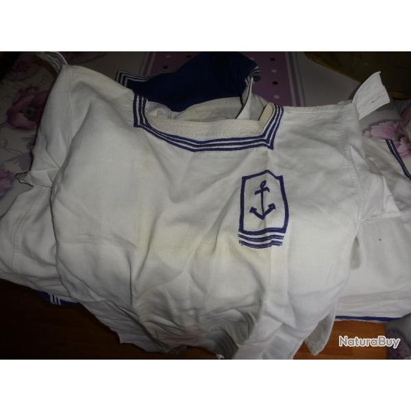 MAILLOT + VAREUSE + PANTALON DE MARIN QUARTIER MAITRE 2 �me CLASSE     BLANC
