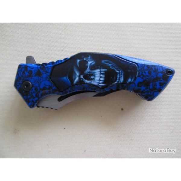 Couteau tte de mort bleu