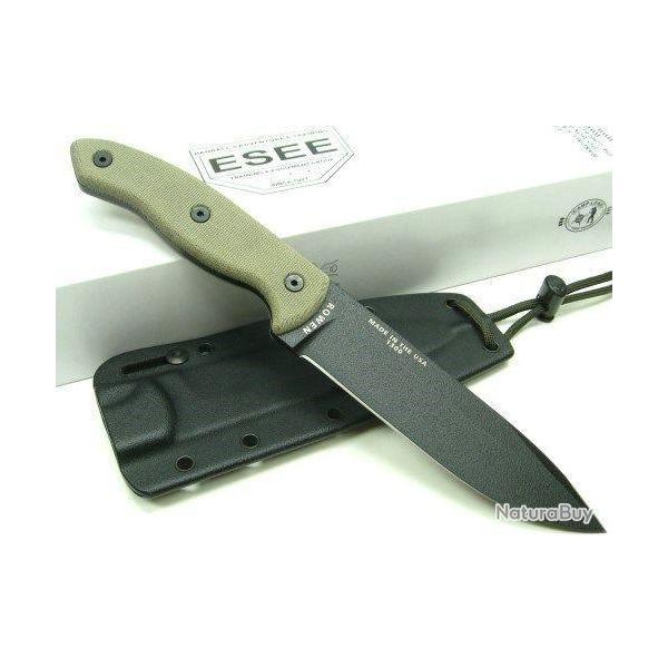 Couteau ESEE CM6 Combat Tactical Lame Acier 1095 Manche Micarta Etui Kydex Made In USA ESCM6TGM