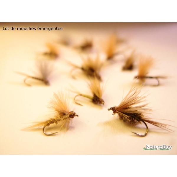 Lot de mouches s�ches �mergentes - truite et ombre