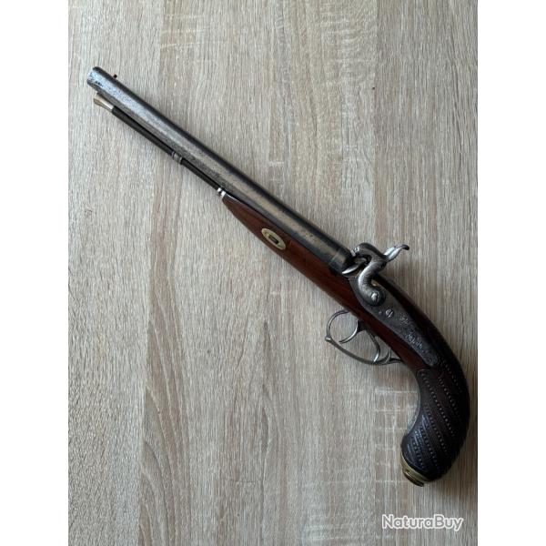 PISTOLET DE VENERIE vers 1850 a double canons