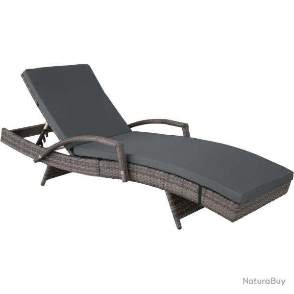 Bain de soleil chaise longue transat meuble jardin 5 positions gris 2208056