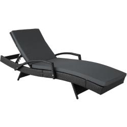 Bain de soleil chaise longue transat meuble jardin 5 positions noir 2208057