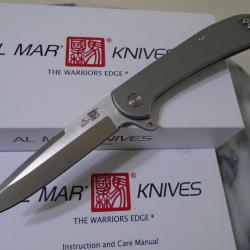 Couteau Al Mar Ultralight Falcon D2 Manche Titane TC4 Lame Acier D2 Framelock Clip AMK4114