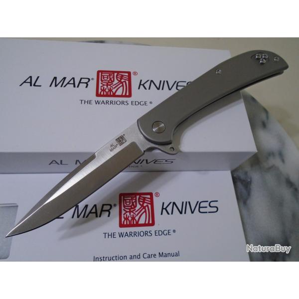 Couteau Al Mar Ultralight Falcon D2 Manche Titane TC4 Lame Acier D2 Framelock Clip AMK4114