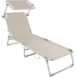 Transat bain de soleil meuble jardin acier beige 2208098