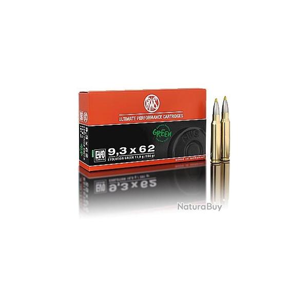 Munitions RWS calibre 9.3x62 Evolution Green 184gr - 11.9g x20
