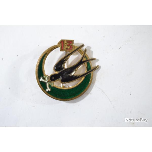 Insigne 13e Rgiment de Tirailleurs Algriens,13 RTA DRAGO G1062, type 2, dos guilloch