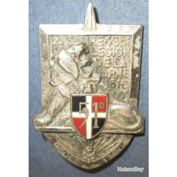 51� R�giment d'Infanterie, �cu �mail, dos guilloch� embouti