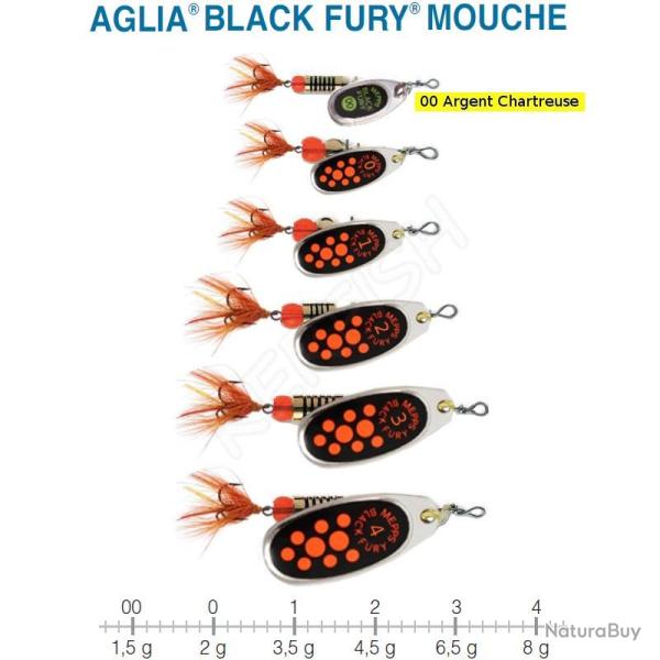 AGLIA BLACK FURY MOUCHE MEPPS Chartreuse Argent 00 / 1.5 g