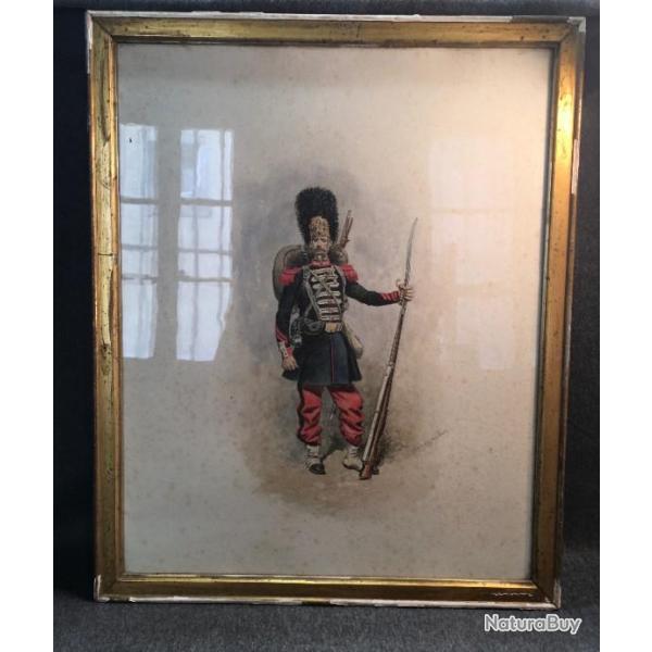 Suite de quatre aquarelle militaire